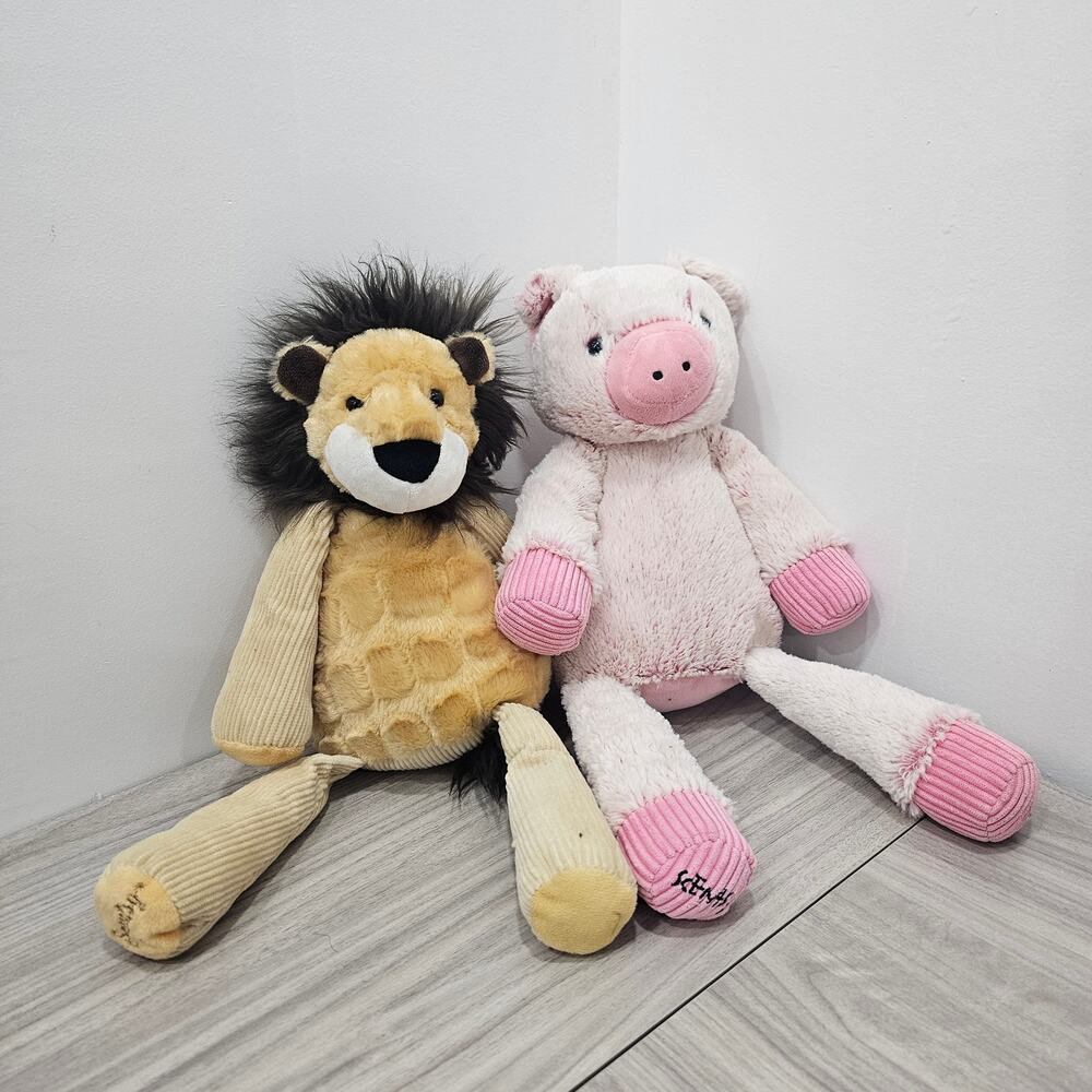 Scentsy Buddy Lot of 2 Plush NO SCENT BAG Lion Pig Play Pretend Lovey Brown Pink